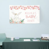 Schattige Bunny Floral Roos Gouden Glitter Baby sh Spandoek (Beurs)