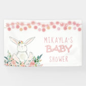 Schattige Bunny Floral Roos Gouden Glitter Baby sh Spandoek (Horizontaal)