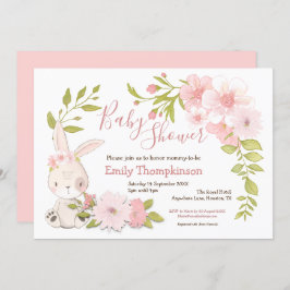 Schattige Bunny Flowers Leaf Lijst Meisje Baby sho Kaart