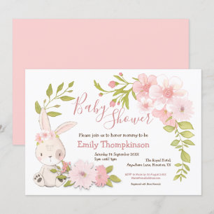 Schattige Bunny Flowers Leaf Lijst Meisje Baby sho Kaart