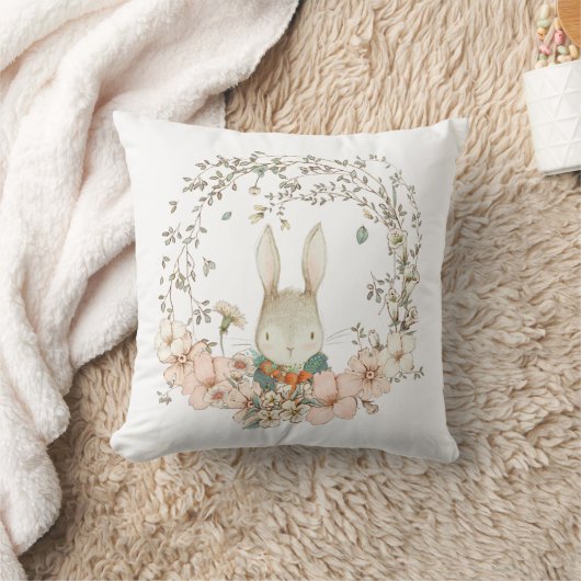  Schattige Bunny Foliage Naam Baby Boy Kussen (Deken)