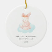Schattige Bunny Foto Baby's Eerste Kerstmis Keramisch Ornament (Voorkant)