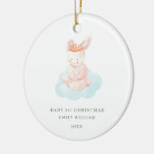 Schattige Bunny Foto Baby's Eerste Kerstmis Keramisch Ornament (Links)