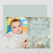  Schattige Bunny Foto Eerste Verjaardag Dank u Bedankkaart (Voorkant / Achterkant)