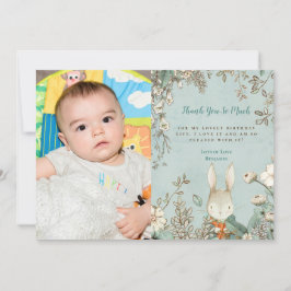  Schattige Bunny Foto Eerste Verjaardag Dank u Bedankkaart