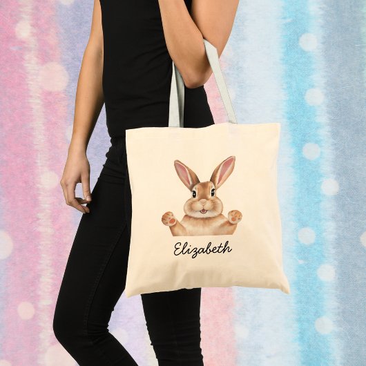 Schattige Bunny gepersonaliseerde Pasen Tote Bag
