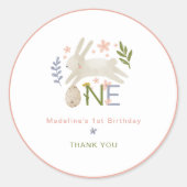 Schattige Bunny Girl 1st Verjaardag Dank je wel Ronde Sticker (Voorkant)