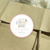 Schattige Bunny Girl 1st Verjaardag Dank je wel Ronde Sticker