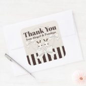 Schattige Bunny Girl Twin Baby shower / Verjaardag Vierkante Sticker (Envelop)