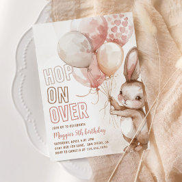 Schattige Bunny Girl Verjaardagsfeestje Roze Kaart