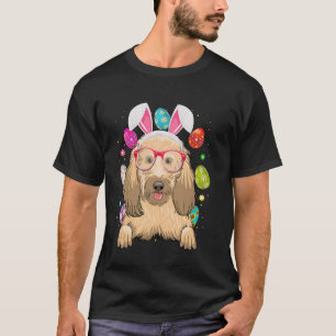 Schattige Bunny Goldendoodle Dog Gezicht Paaseiere T-shirt