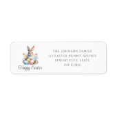 Schattige Bunny Happy Easter Retouradres Etiket (Voorkant)