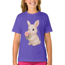 Schattige Bunny Holding Flower Girls 'T-shirt