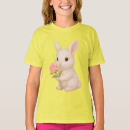 Schattige Bunny Holding Flower Girls 'T-shirt T-shirt