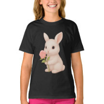 Schattige Bunny Holding Flower Girls 'T-shirt