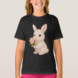 Schattige Bunny Holding Flower Girls 'T-shirt T-shirt