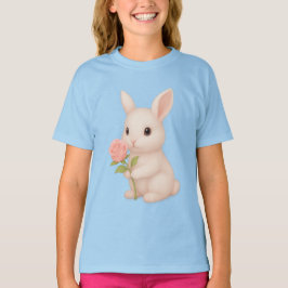 Schattige Bunny Holding Flower Girls 'T-shirt T-shirt