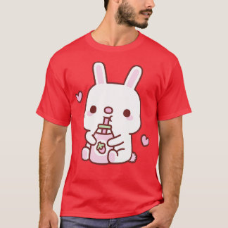 Schattige Bunny houdt van aardbeienmelk T-shirt