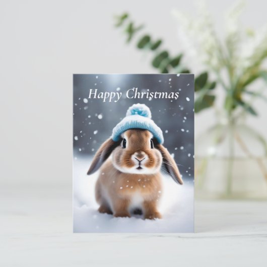 Schattige Bunny in een Bobble Pet EIGEN KUNST Kers Feestdagenkaart (Staand voorkant)