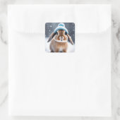 Schattige Bunny in een Bobble Pet EIGEN KUNST Kers Vierkante Sticker (Tas)