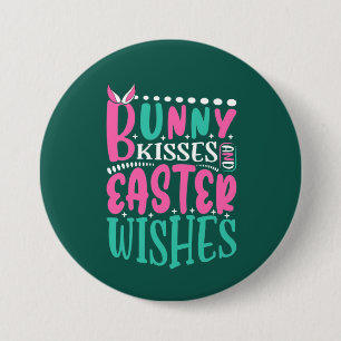 schattige bunny kisses paaswensen ronde button 7,6 cm