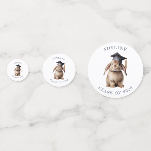 Schattige Bunny Kleuterschool Afstuderen Foto Confetti (Voorkanten)