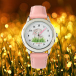 schattige bunny liefhebbers voegen naam toe horloge<br><div class="desc">schattige bundelliefhebbers voegen naam toe</div>