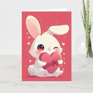 Schattige Bunny Love Heart Feestdagen Kaart