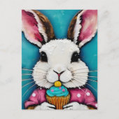 Schattige Bunny met een Cupcake Briefkaart (Voorkant)
