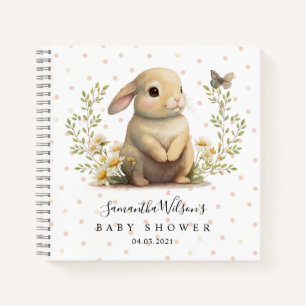 Schattige Bunny met Vlinder Baby shower Gastenboek Notitieboek