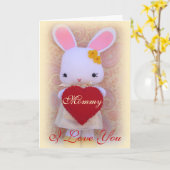 Schattige Bunny Moederdag Wenskaart Kaart (Gele Bloem)