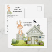 Schattige Bunny Nieuw Huis Bewegende Aankondiging  (Voorkant / Achterkant)