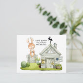 Schattige Bunny Nieuw Huis Bewegende Aankondiging  (Staand voorkant)