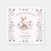 Schattige Bunny Paarse Roze Bloemen Meisje Baby sh Servet (Voorkant)