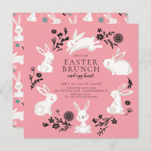 Schattige Bunny Party & Egg Hunt Easter Brunch Kaart