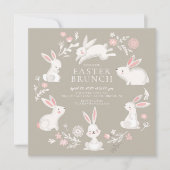 Schattige Bunny Party Pasen Kaart (Voorkant)