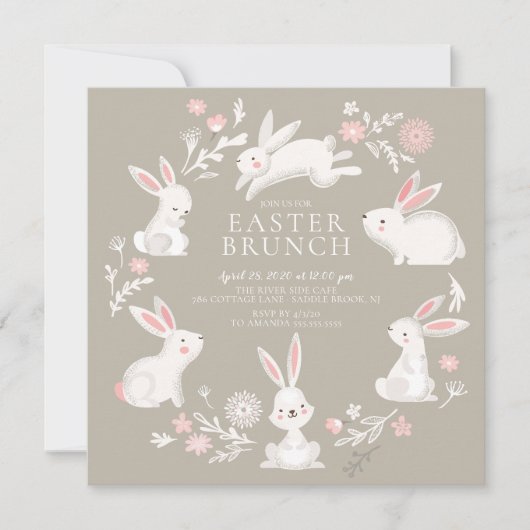 Schattige Bunny Party Pasen Kaart (Voorkant)