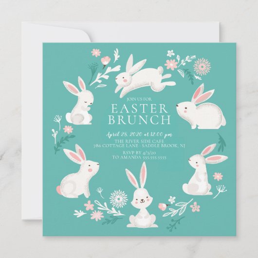 Schattige Bunny Party Pasen Kaart (Voorkant)