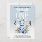 Schattige Bunny Pastel Bloemen Verjaardagsfeestje  Kaart (Voorkant)