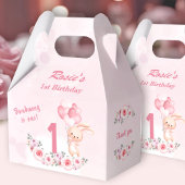 Schattige Bunny Pink 1st Verjaardags Meisje Floral Bedankdoosjes