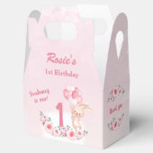 Schattige Bunny Pink 1st Verjaardags Meisje Floral Bedankdoosjes (Geopend)