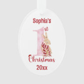 Schattige Bunny Pink Nummer Een Eerste Kerstmis Ornament (voorkant)