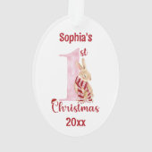 Schattige Bunny Pink Nummer Een Eerste Kerstmis Ornament (achterkant)