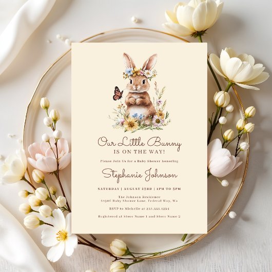 Schattige Bunny Rabbit Spring Floral Baby shower Kaart