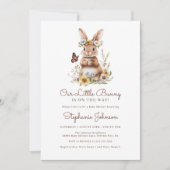 Schattige Bunny Rabbit Spring Floral Baby shower Kaart (Voorkant)