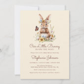 Schattige Bunny Rabbit Spring Floral Baby shower Kaart (Voorkant)