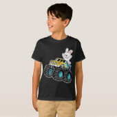 Schattige Bunny Riding Monster Vrachtwagen Paasdag T-shirt (Voorkant volledig)