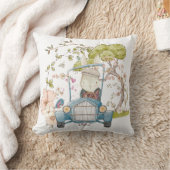  Schattige Bunny Rijdende Auto Naam Baby Boy Kussen (Deken)