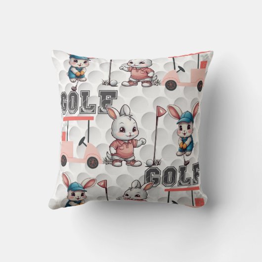 Schattige Bunny Spelen Golfprint Kussen (Achterkant)