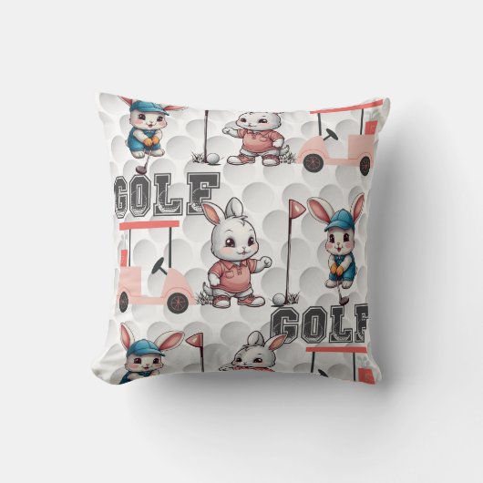 Schattige Bunny Spelen Golfprint Kussen (Voorkant)